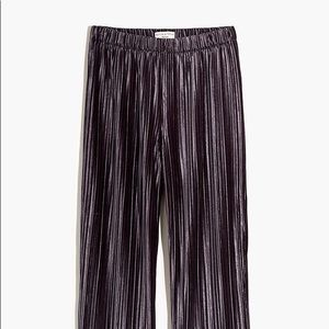 NWT Madewell Pleated Velvet Pants in Black Coal